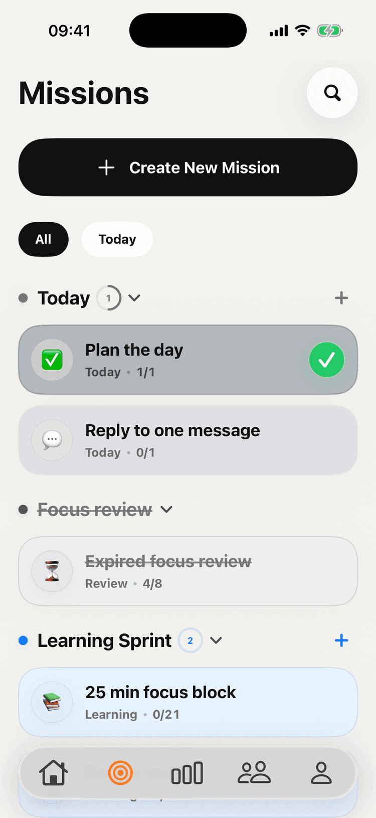 Mission tasks on an iPhone